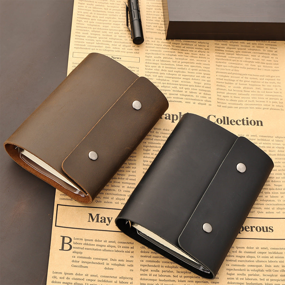 Vintage Leather Spiral Notebook – 200 Pages A7 Travel Journal, Refillable Diary for Writing and Sketching