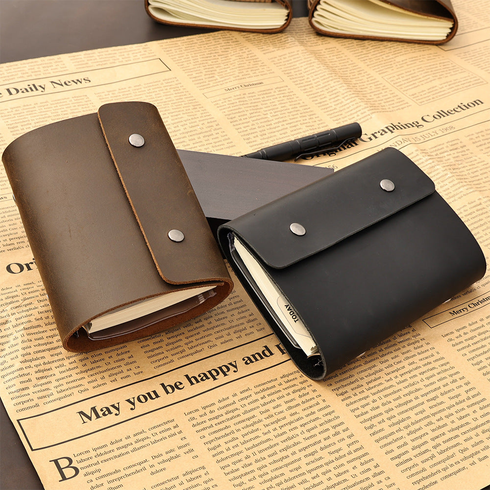 Vintage Leather Spiral Notebook – 200 Pages A7 Travel Journal, Refillable Diary for Writing and Sketching