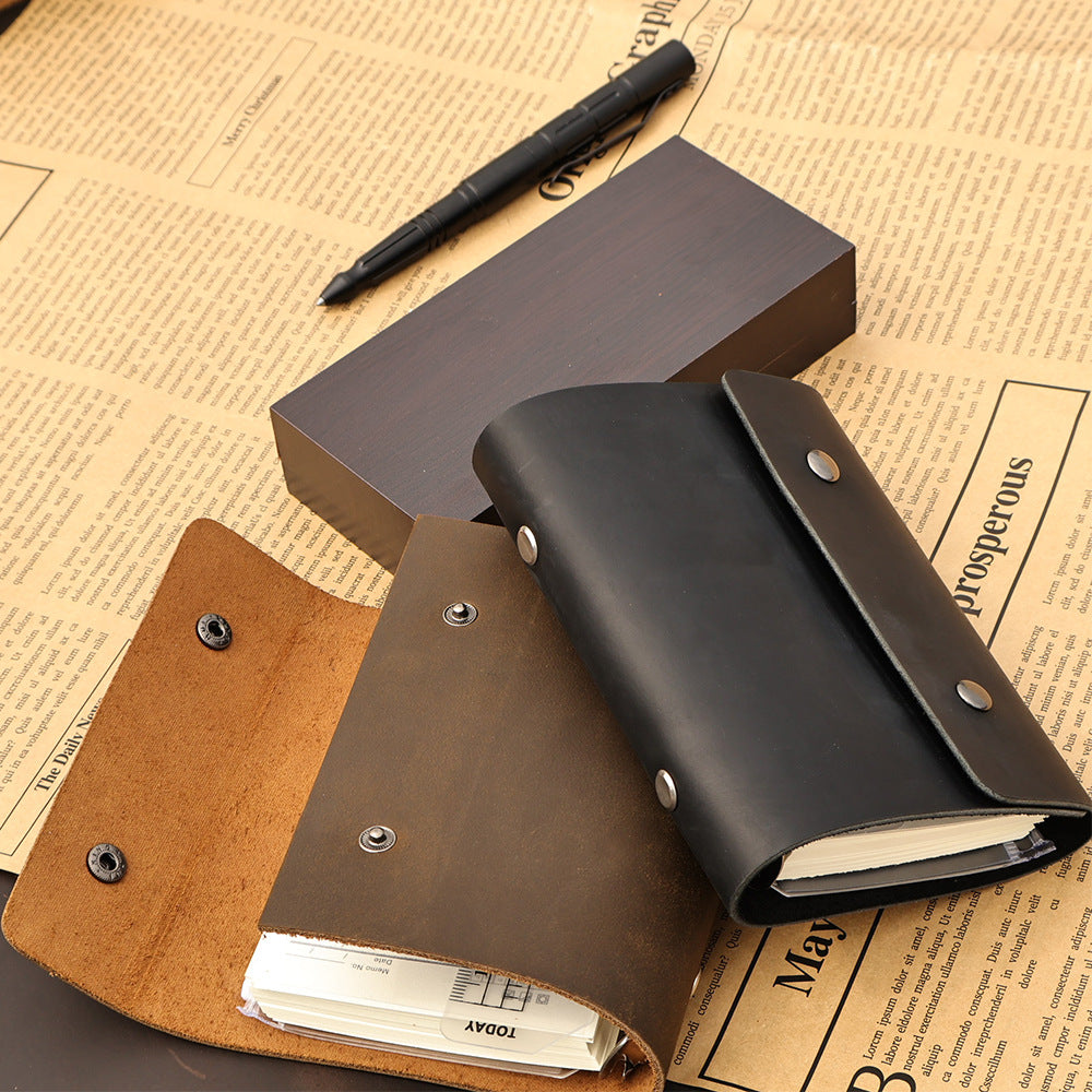 Vintage Leather Spiral Notebook – 200 Pages A7 Travel Journal, Refillable Diary for Writing and Sketching