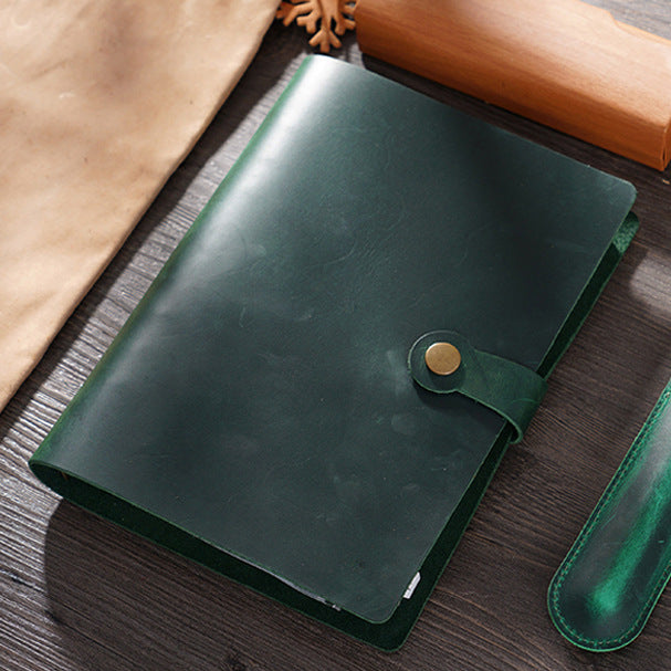 Vintage A5 Leather Notebook - Handmade Crazy Horse Traveler's Journal with 6-Ring Binder