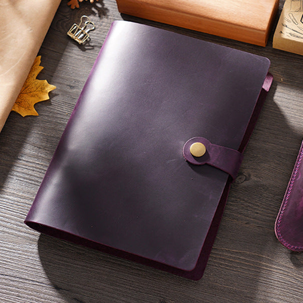 Vintage A5 Leather Notebook - Handmade Crazy Horse Traveler's Journal with 6-Ring Binder